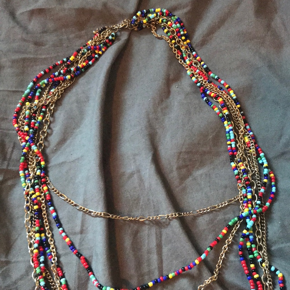 Long Layered Multicolored Necklace